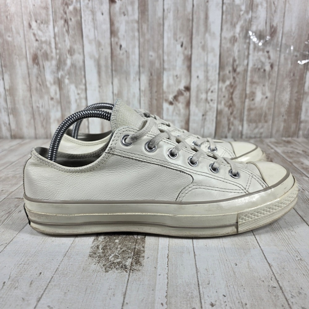 Converse Chuck 70 Ox Leather Low Top Sneakers Off White Womens 10 Mens 8 163329C